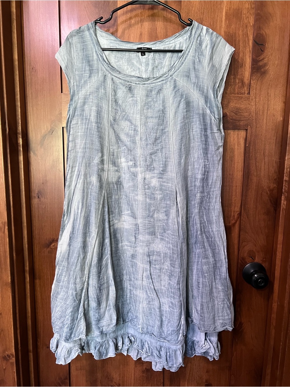Women’s Light Blue Ruffle-Hem Midi Dress